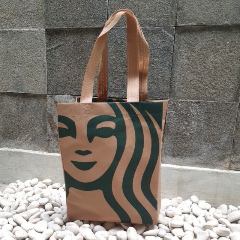 Tas kain Starbucks belanja bahan spunbond original murah