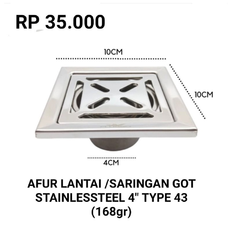 AFUR LANTAI /SARINGAN GOT 4&quot;M(10CM) STAINLESTEEL HIGH QUALITY PRODUCT