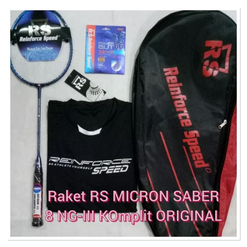Free Pasang Raket Badminton RS MICRON SABER 8 NG-III KOMPLIT FULL SET ORIGINAL