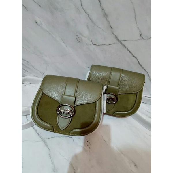 coach georgie saddle bag green