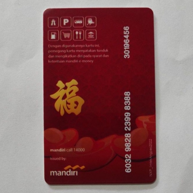 eMoney Mandiri Imlek/ Happy Chinese New Year Edition Year 2022 ORI /Like eTOLL eMONEY Tapcash or Brizzi