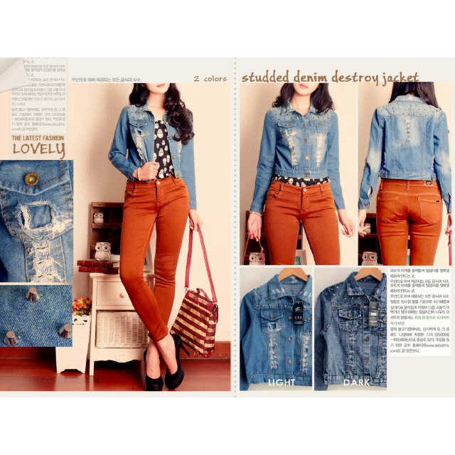 JACKET JEANS WANITA CEWEK - ELSIE - JEANS ASLI TEBAL - SIMPLE MURAH