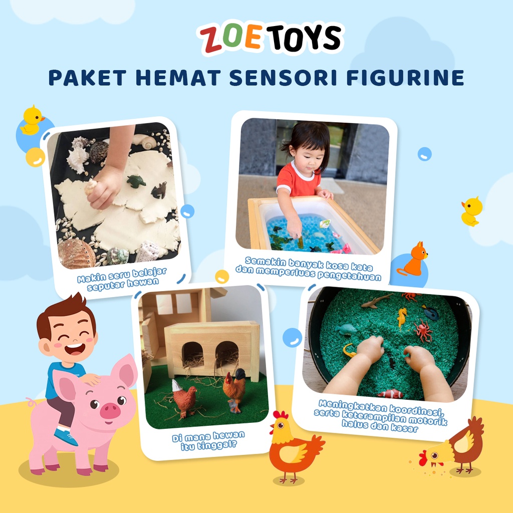 Paket Hemat Sensori Play Figurine Animal Construction Truck | Tray Sensory Mainan Montessori Figures | Pohon Kelapa Sand Mud | Cari Bingkisan Hampers