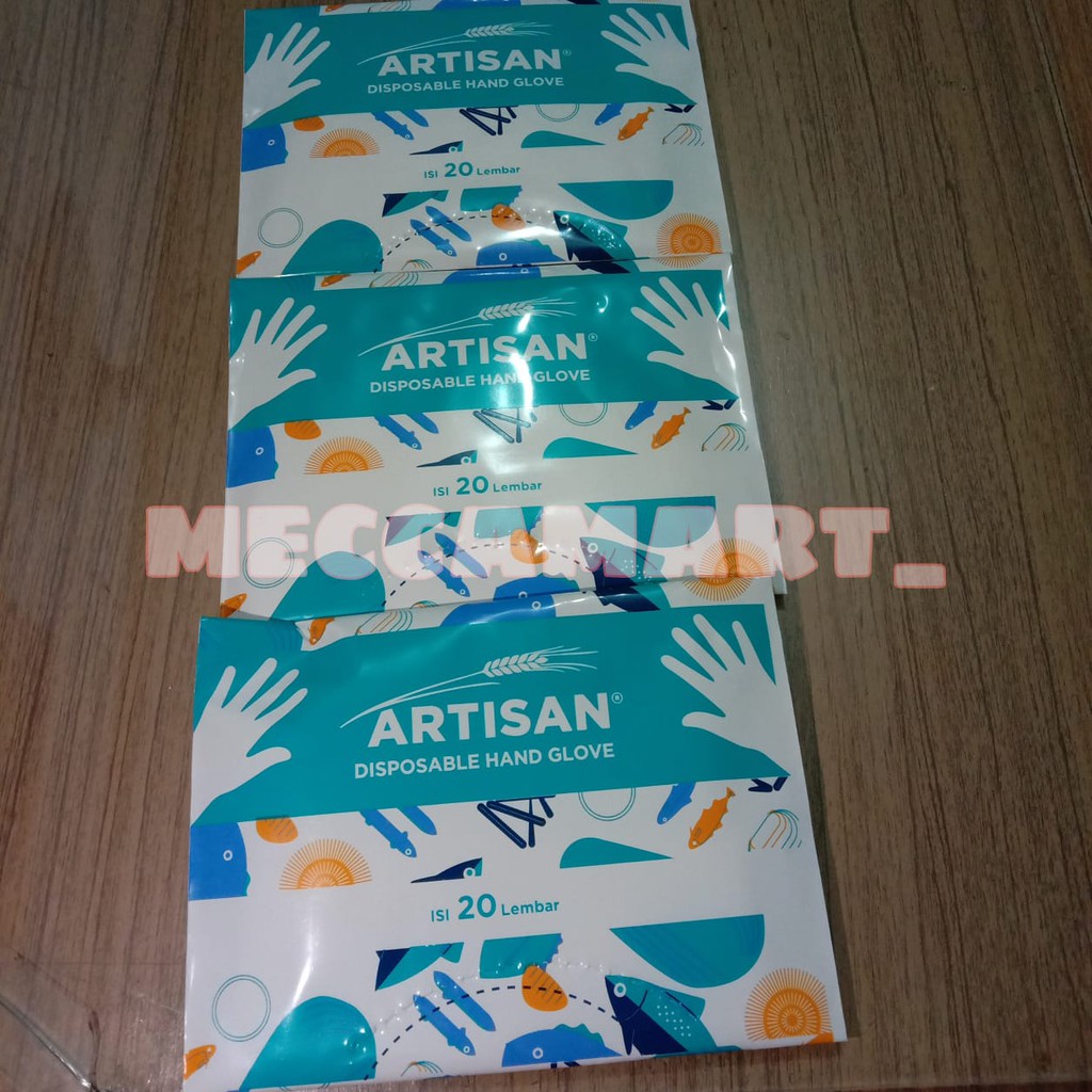 

TERBAIK!!! [ SARUNG TANGAN PLASTIK ] ARTISAN STERIL SEKALI PAKAI 1 PACK ISI 20 lembar/pack