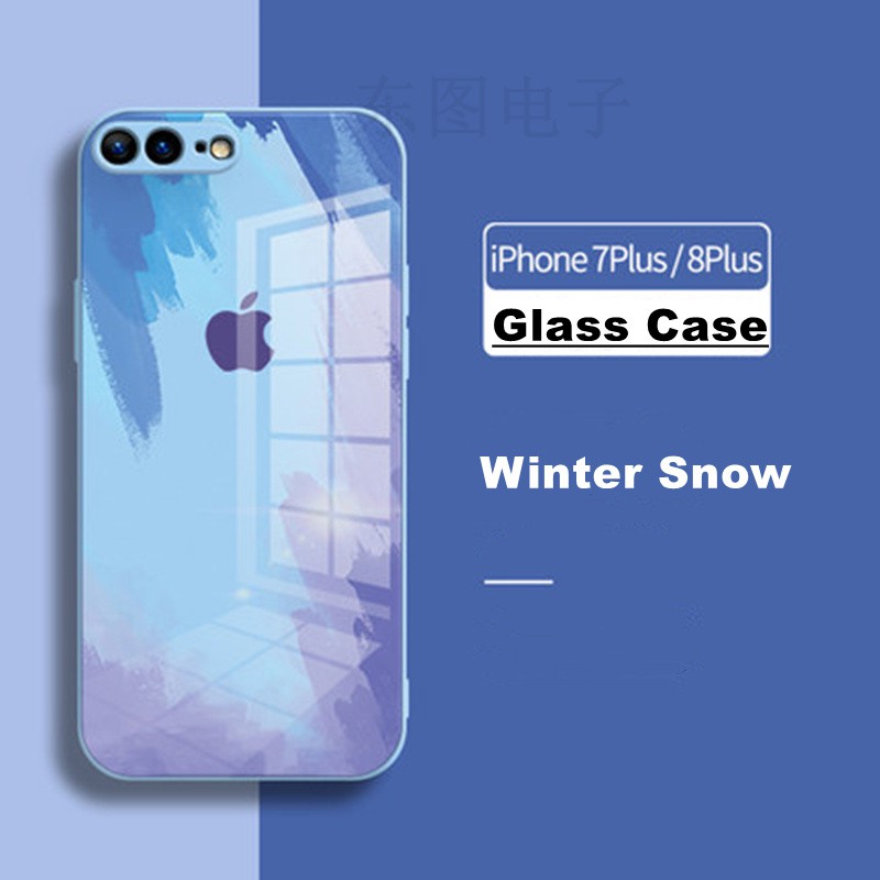 (2021) Hard Case Tempered Glass Motif Lukisan Cat Air Untuk Iphone 6 6s 7 8 Plus X Xr Xs Max