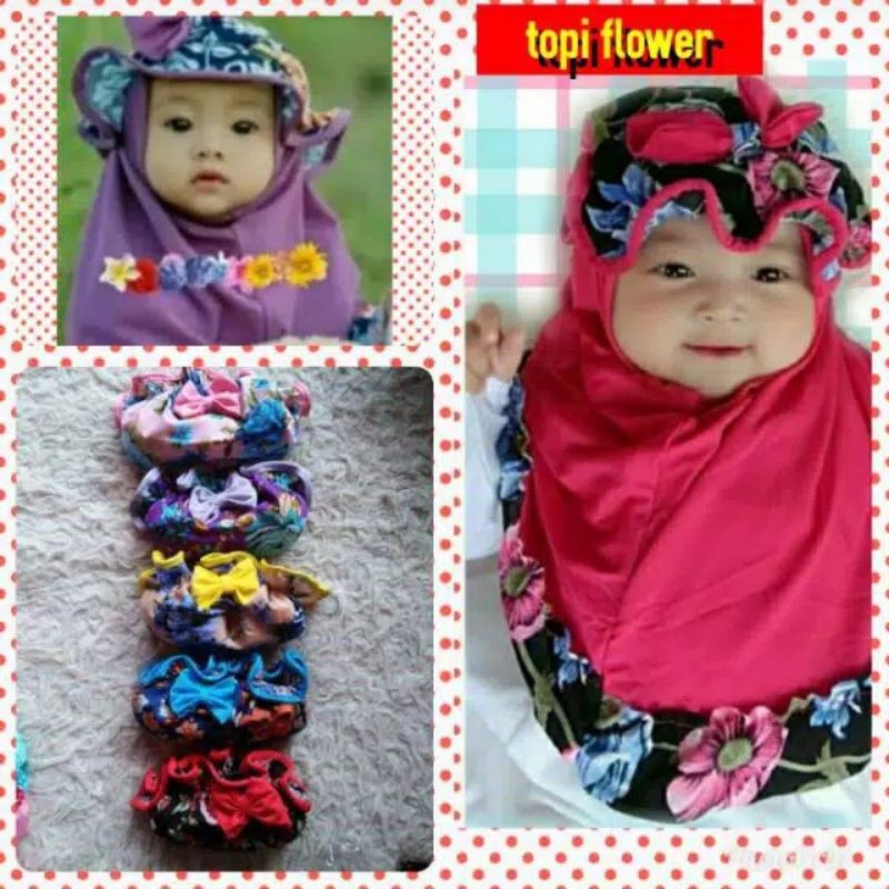 jilbab / hijab anak bayi topi bunga