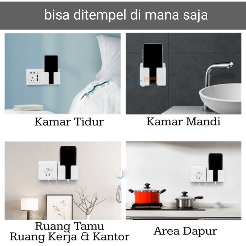 Rak Tempat HP Remote Tempel Tembok Holder HP Tempel Dinding Wall Phone Holder Gantungan HP Remot Holder Cas HP Tempel Tembok Dinding Rak handphone