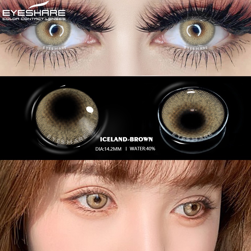 ✔️100% ORI Softlens Natural Korea Mixed-race EYESHARE SOFTLENS CAIRAN DAN ALAT 14MM-14.5MM MINUS 0.00 BIG EYES LENSA WARNA SOFLEN MODEL TERBARU 2023 ICELAND