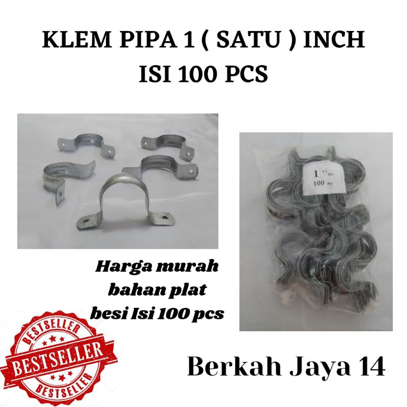 KLEM BESI PLAT PIPA UKURAN 1 INCH HARGA MURAH BARANG BERKUALITAS ISI 100 BIJI PER PACK TERLARIS