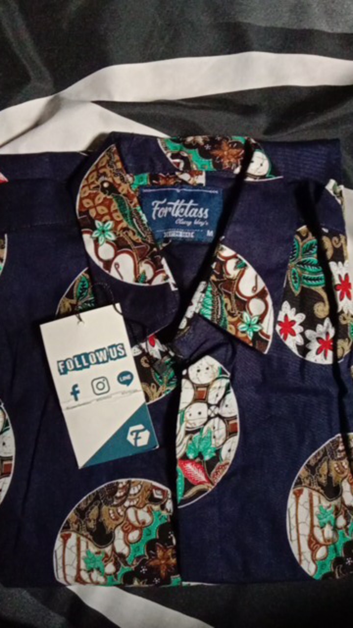 Fortklass Hem Kemeja Batik Pria Mix Lengan Panjang Baju Kerja Formal Kantor Cowok Cowo