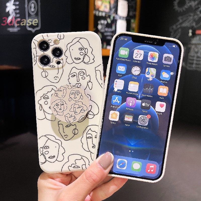 Casing Soft Tpu Case Realme C21 C3 C25 C12 7i C17 C11 2021 C21Y C15 C20 C25S 5 5S 5i C1 C25Y C2 C3i 6i C20A realme Narzo 20 10 10A 20A 30A A54 A15 A16 A9 A5 A7 A5S A95 A53 A33 Y12 Y20 A12 Vintage Abstract Painting Anti-fall Case Soft Case With Stand