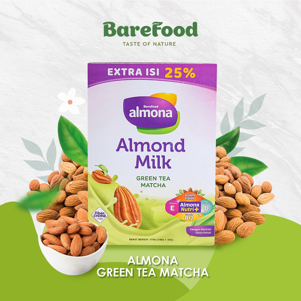 Barefood Almona Almond Milk Pelancar ASI Booster Green Tea Matcha 175g