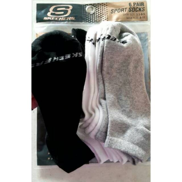 SKECHERS Unisex 6 pasang Kaos kaki / sport socks, bahan tebal. Sports station surabaya sale