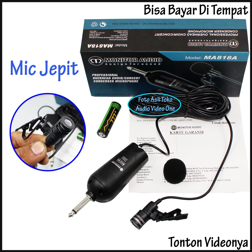 Microphone Clip On Mic Jepit Mik Kancing Mikrofon Kabel Monitor Audio MA818A Panjang 8 Meter