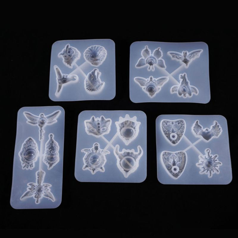 Glitter 1 Set Resin Crystal Epoxy Mold Devil's Eye Owl Semi-Three-dimensional Jewelry Casting Silicone Mould DIY Crafts Decorations Making Tools