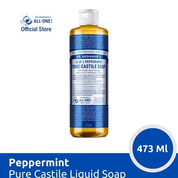 [COD] Peppermint Pure Castile Liquid Soap Dr. Bronner's 473ml LIMITED EDITION Kode 252