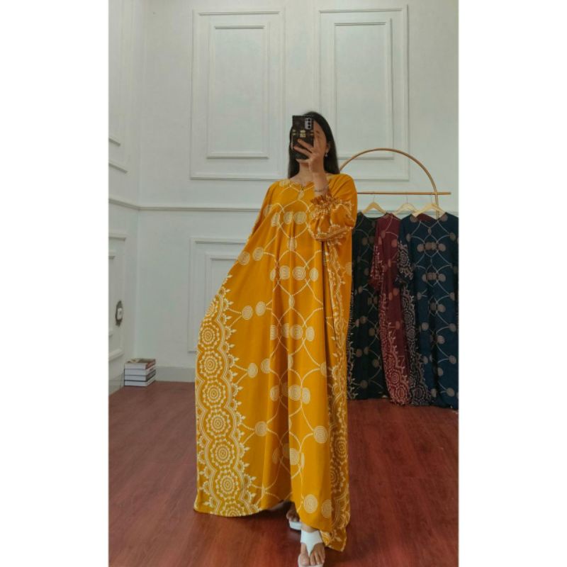 gamis kaftan super jumbo big size Ld 160 muat sampai bb 100 kg lengan karet warna maroon navy army kunyit daster lowo kaftan zipper rayon premium busui dan bumil