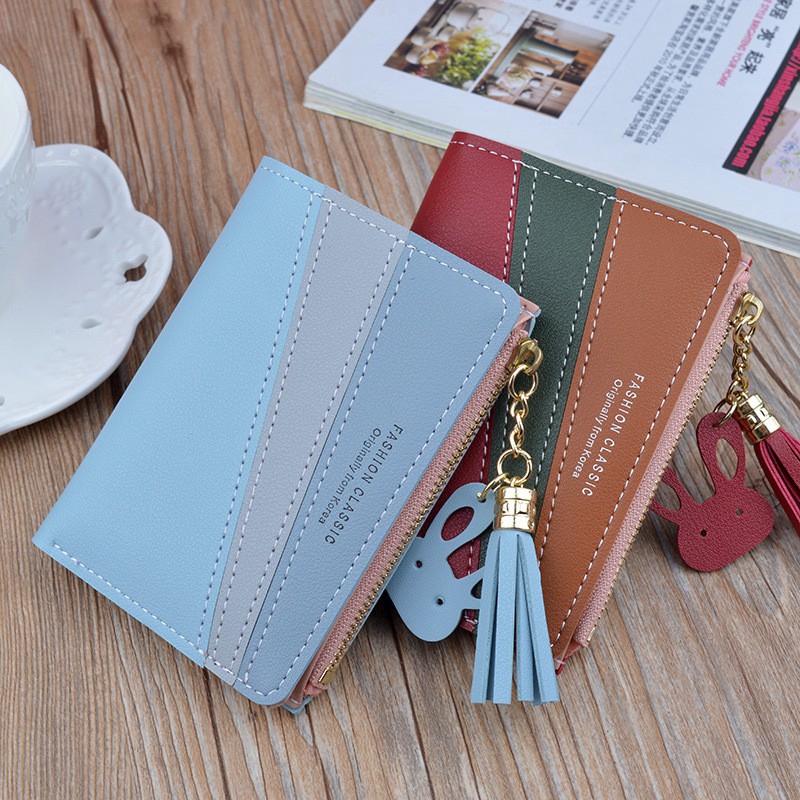 (COD) Dompet Kulit Wanita Korean Wallet For Women Tassel Fashion Short Wallet MALL SHOPPING