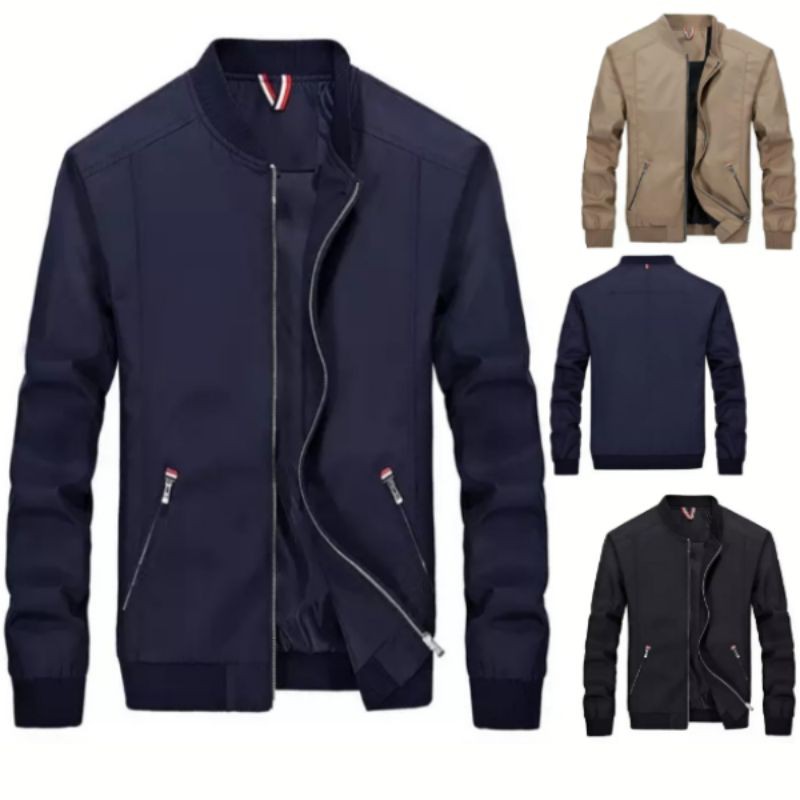 JAKET BOMBER PRIA BAHAN TASLAN JAKET WINDPROOF ANTI ANGIN TEBAL DAN HANGAT