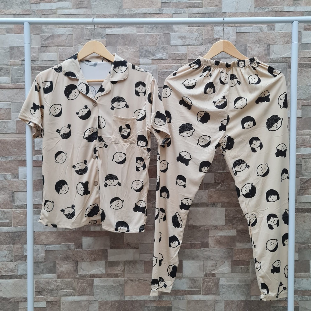 SNR - BAJU TIDUR KANCING LENGAN PENDEK CELANA PANJANG