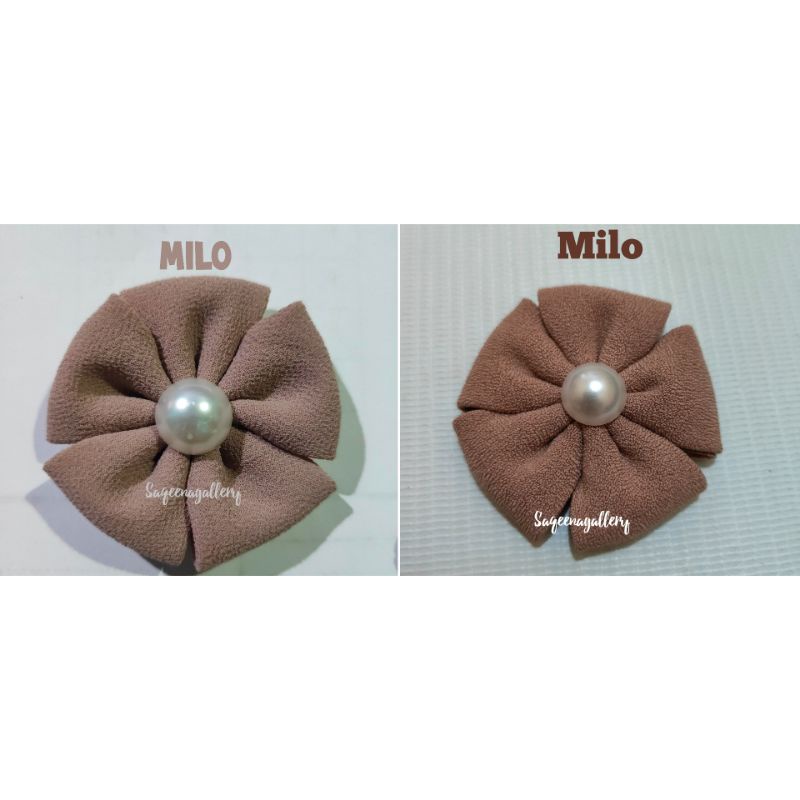 BROS BUNGA MUTIARA BROSS JILBAB MURAH MEWAH BROOCH HIJAB KAIN / SOUVENIR MURAH-Milo
