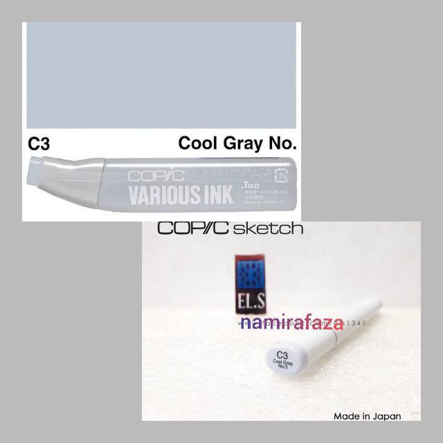 

QAJIB TANYA STOK!! COPIC SKETCH MARKER C3 COOL GRAY NO.3 GREY VARIOUS REFILL ISI REFIL COLOR COLOUR