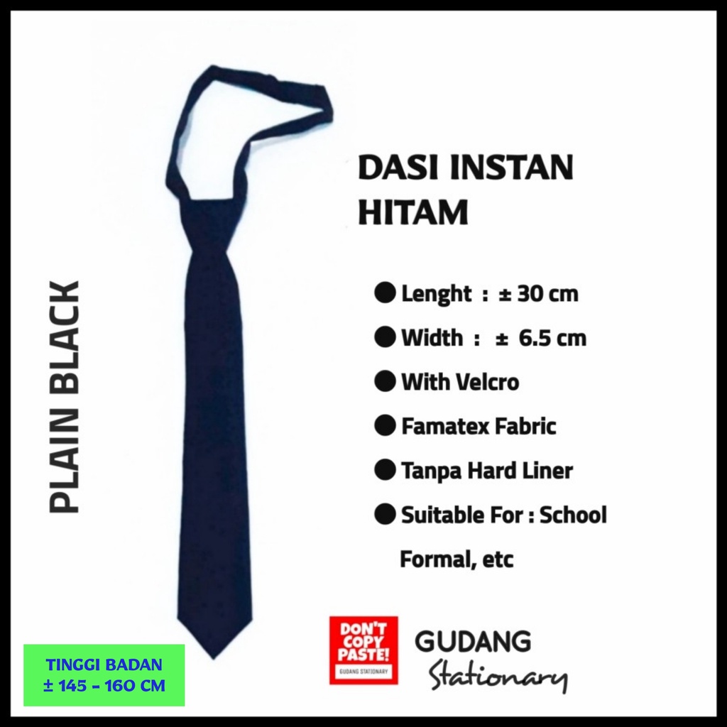 Dasi Instan Formal Hitam Polos