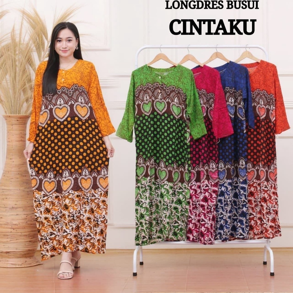 Gamis rumahan Longdress batik khas kota pekalongan murah nyaman dipakai