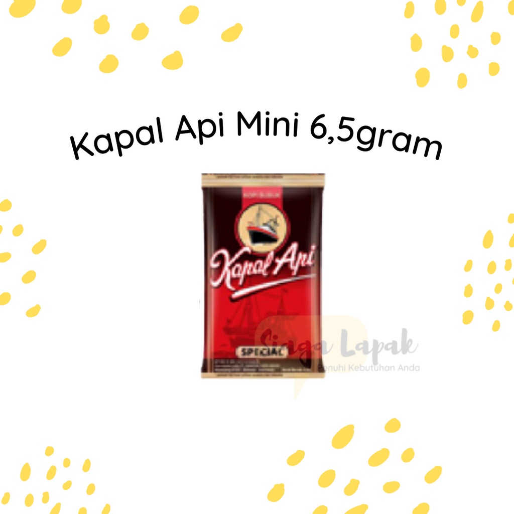 Kopi Bubuk Kapal Api Mini 6,5 gram tanpa gula 1 rtg isi 10 pcs