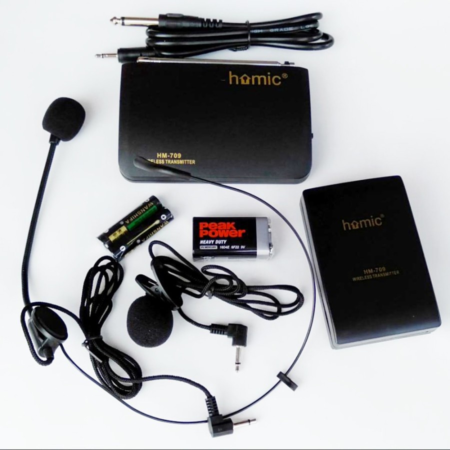 MICROPHONE WIRELESS HOMIC HM-709 MICROPHONE CLIP ON + HEADSET