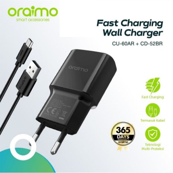 Oraimo 2A Europe Charger Kit CU-60AR+CD-52BR