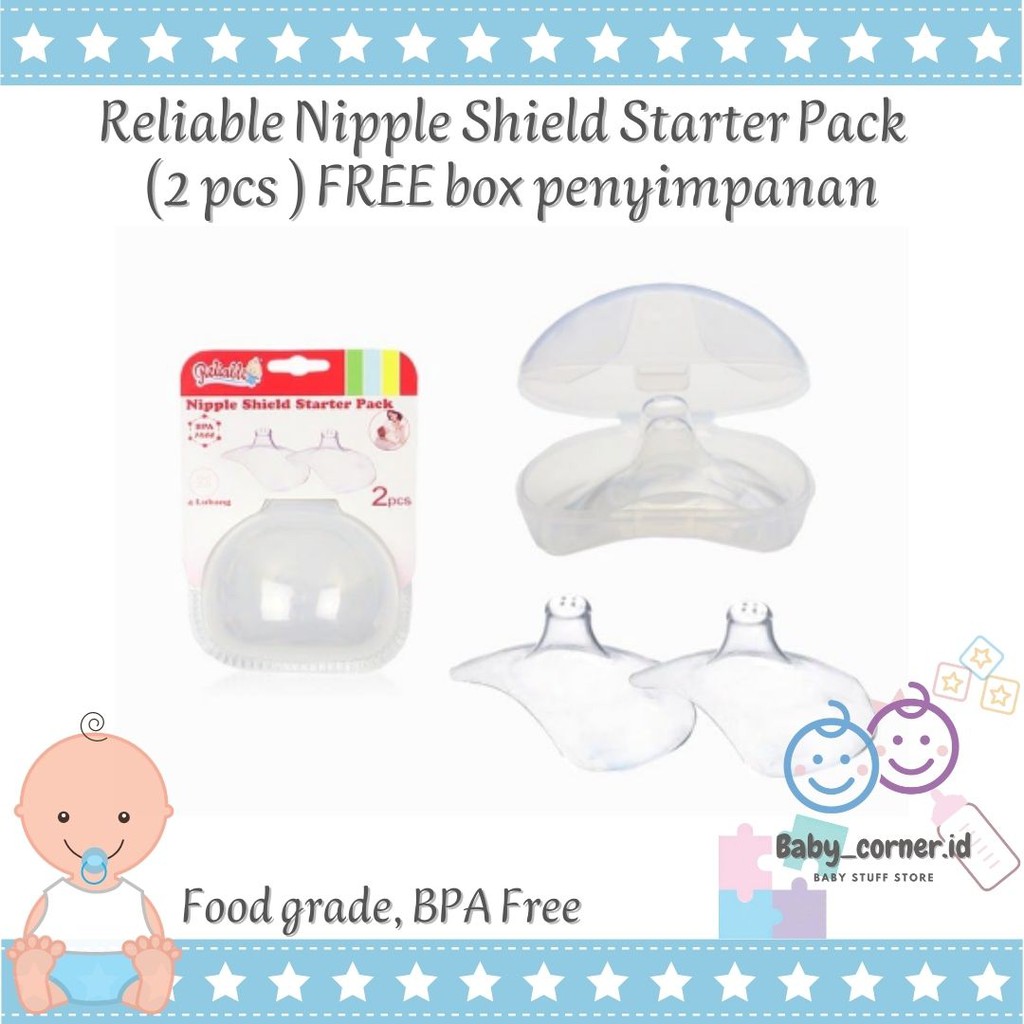 Reliable nipple shield double (isi 2 pcs) | sambung penyambung asi | pelindung puting (Free Box)