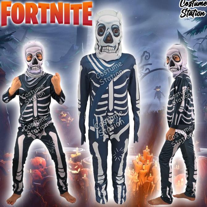 Kostum Fortnite Skull Trooper/Costum Skeleton Tengkorak Halloween Anak