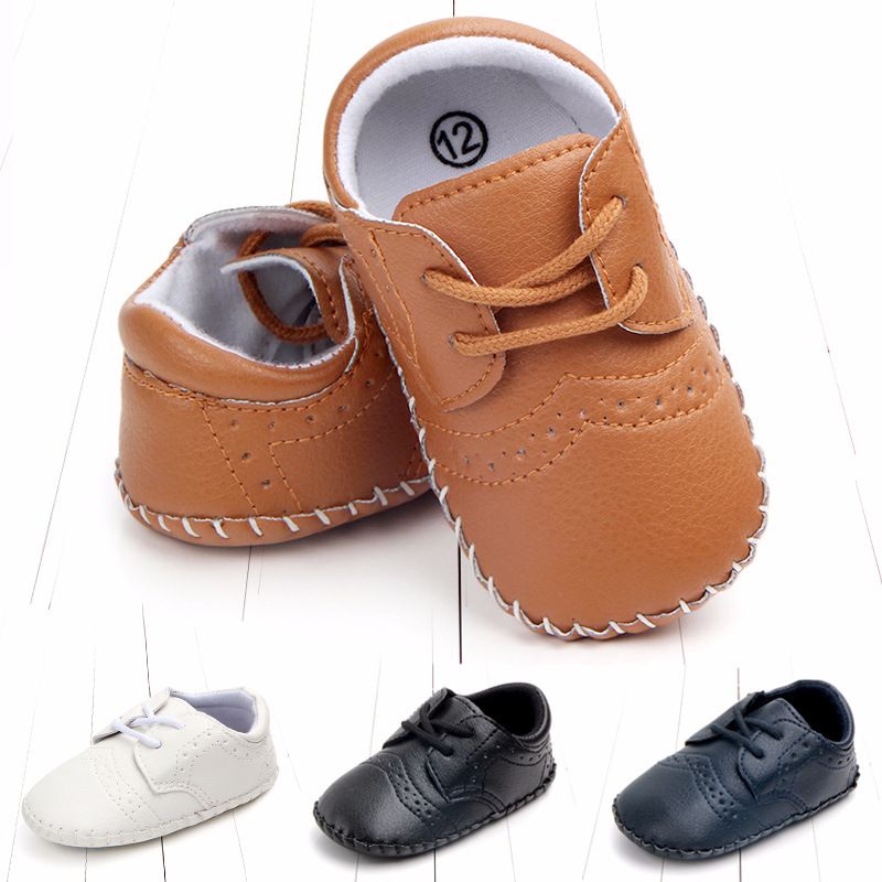 Sepatu prewalker kulit sintetis antislip import sepatu pesta bayi laki laki