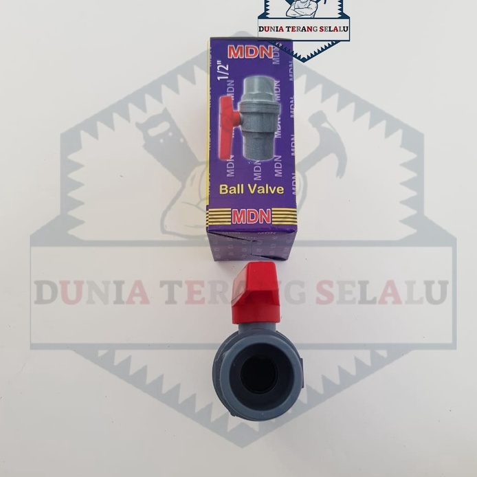 Ball Valve Pvc MDN 1/2&quot; gagang panjang polos - Bal Valf Plastik 0.5 in - Stop Kran Bola MDN 5003 0,5 inci - Pvc Ball Valve MDN