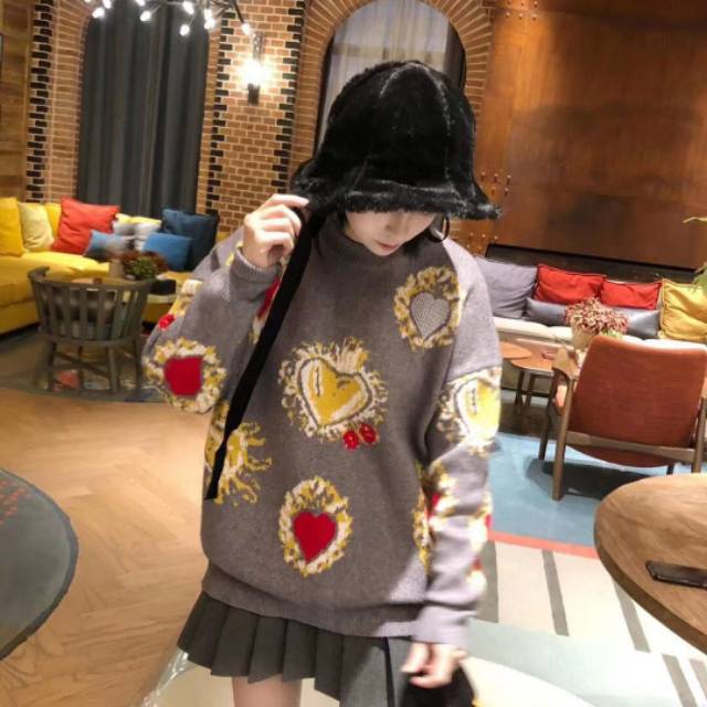 Sweater rajut love / cat