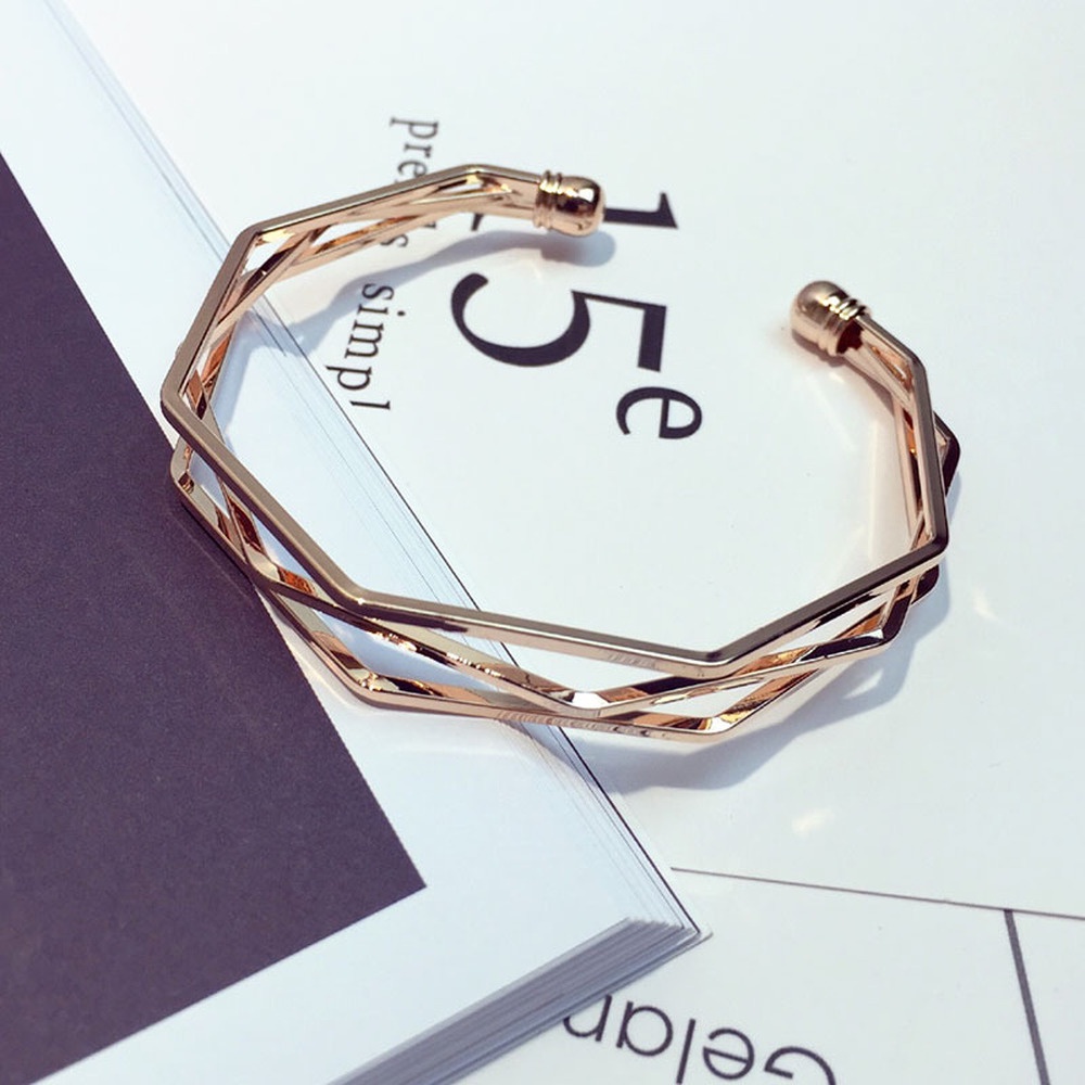 Fashion Popular Simple Bracelet Three-line Three-dimensional Five-layer Water Chestnut Irregular Bracelet Wild Geometric Couple Bracelet