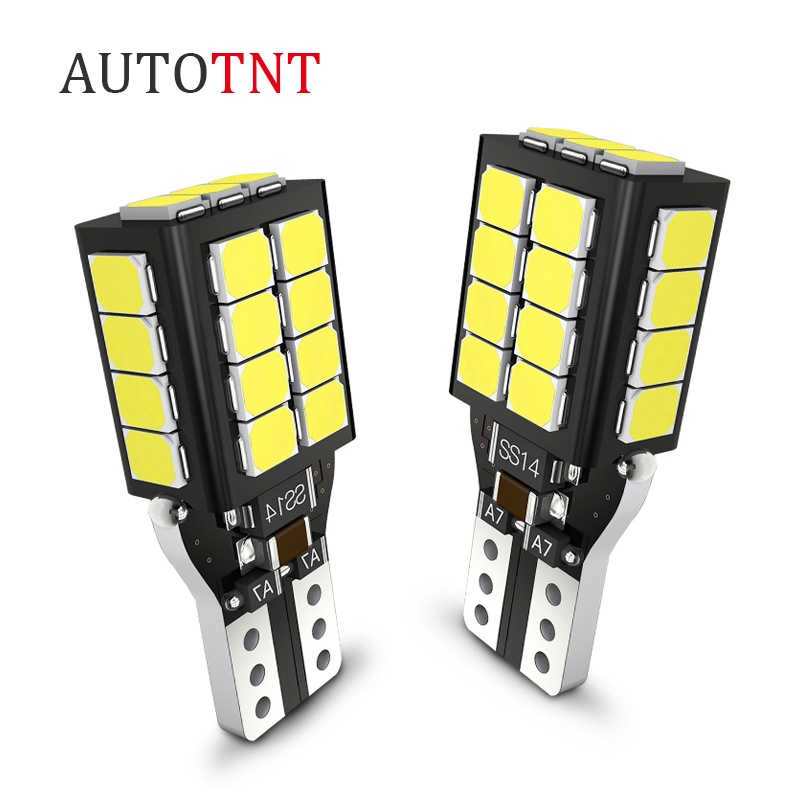 2pcs Lampu LED 921 912 W16W T15 Canbus Error Free 12-24V Warna Putih Untuk Parkir Mobil