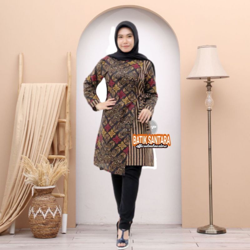 Baju Batik Wanita Modern Seragam Guru Kantor Terbaru | ATASAN BATIK WANITA  TUNIK BATIK