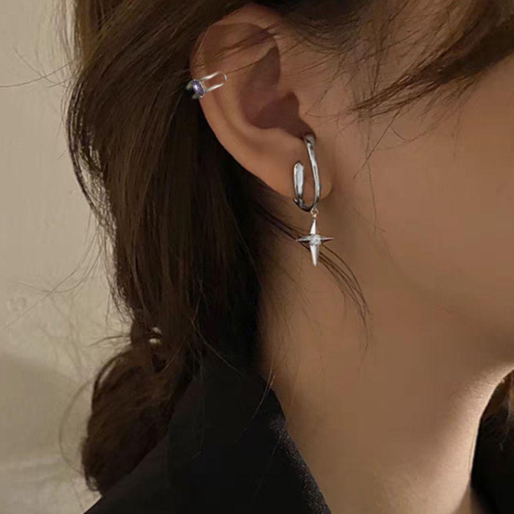 Mxbeauty Wanita Klip Telinga Elegan Manis Perhiasan Telinga Tanpa Tindik Zirkon Kristal Klip On Anting