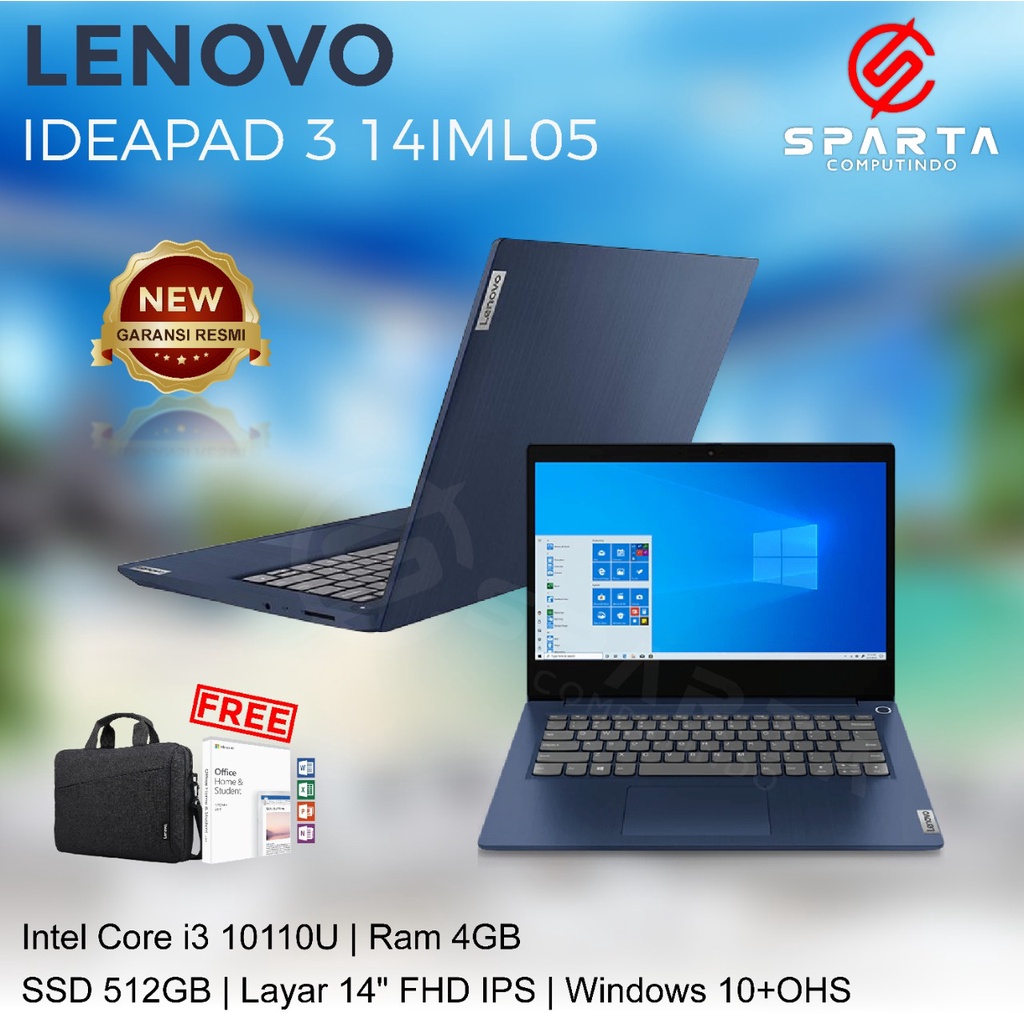 Laptop Lenovo Ideapad 3 14IML05 Core i3 gen11 Ram 4GB SSD 512 14inch FHD Win10 OHS