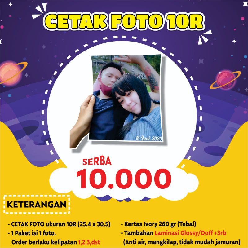 CETAK FOTO 10R (24.4×30.5) HASIL CETAK TAJAM, ANTI LUNTUR, & TEBAL