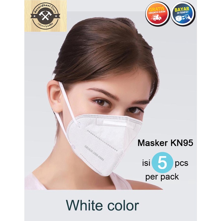 Masker KN95 isi 5 pcs per pack 5pcs warna PUTIH Earloop Disposable Mask Facemask Wajah 5 layer 5ply Face Mask