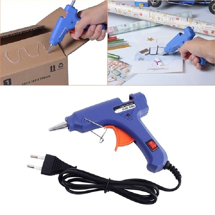 Alat Lem Tembak Langsung Pakai Mini Electric Heating Temperature Hot Melt Glue Gun ON OFF 220V 20W