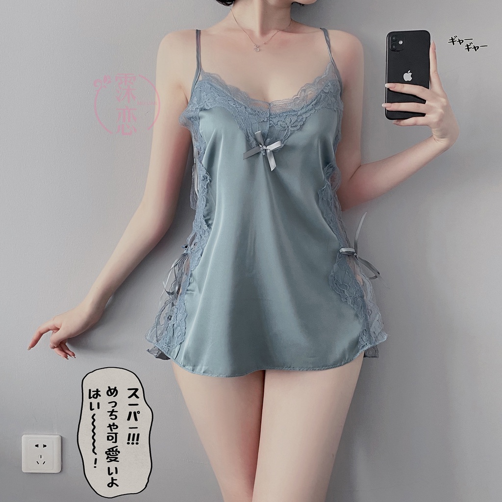 Lace Sexy Satin Chiffon Nightdress lace suspender skirt erotic lingerie