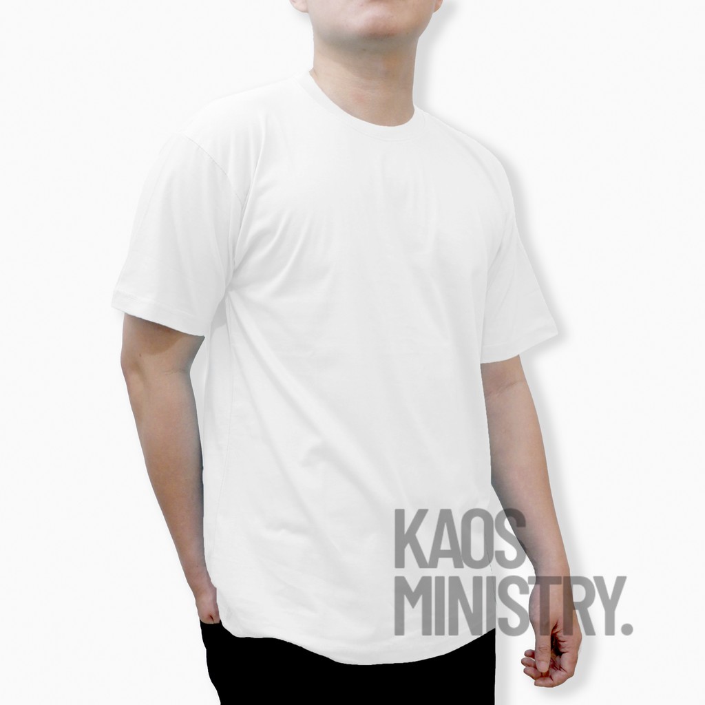 Kaos polos pria wanita putih crewneck cotton combed 20s lengan pendek Kaos polos pria wanita putih crewneck cotton combed 20s lengan pendek