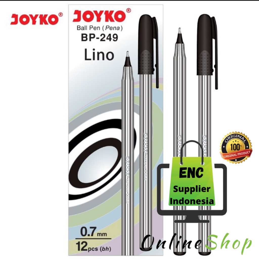 

joyko 6 buah Pen BP-249 pulpen lino 0.7 mm bolpen bp249 0.7mm bolpoint bp 249 per 6 pcs - enc.sup
