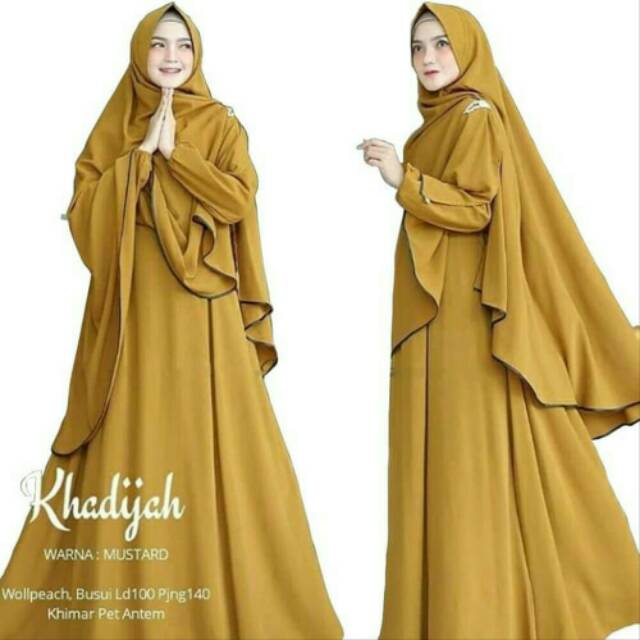 dress syar'i set gamis+hijab wanita khadijah