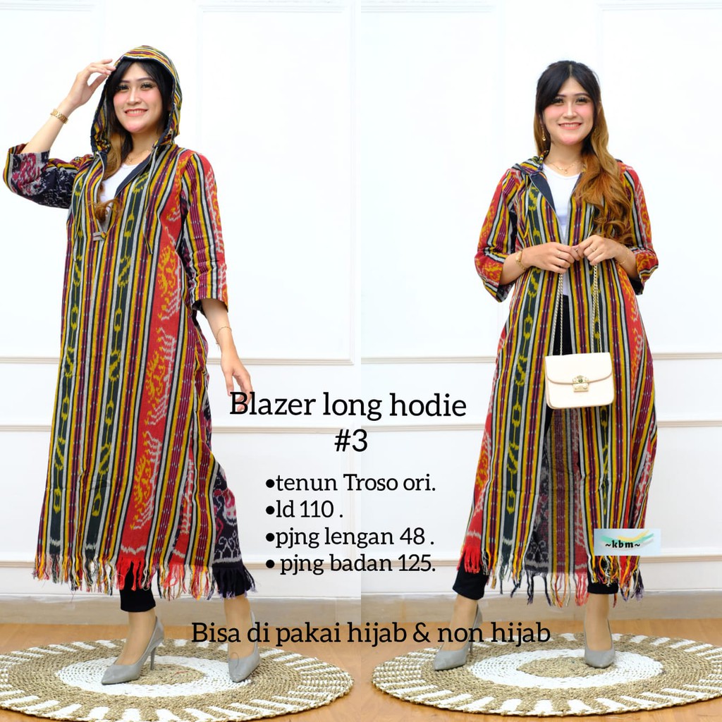 Blazer Long hoodie ori tenun troso