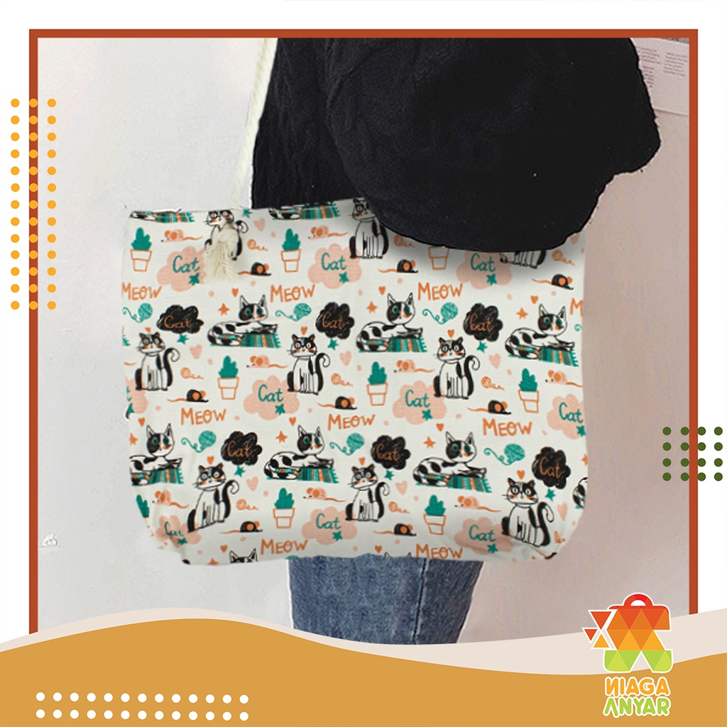 NAS Tas Bahu Kanvas Tali Macrame / Tas Bahu Bahan Kanvas Wanita / Shoulder Bag / Tote bag Kanvas Tal